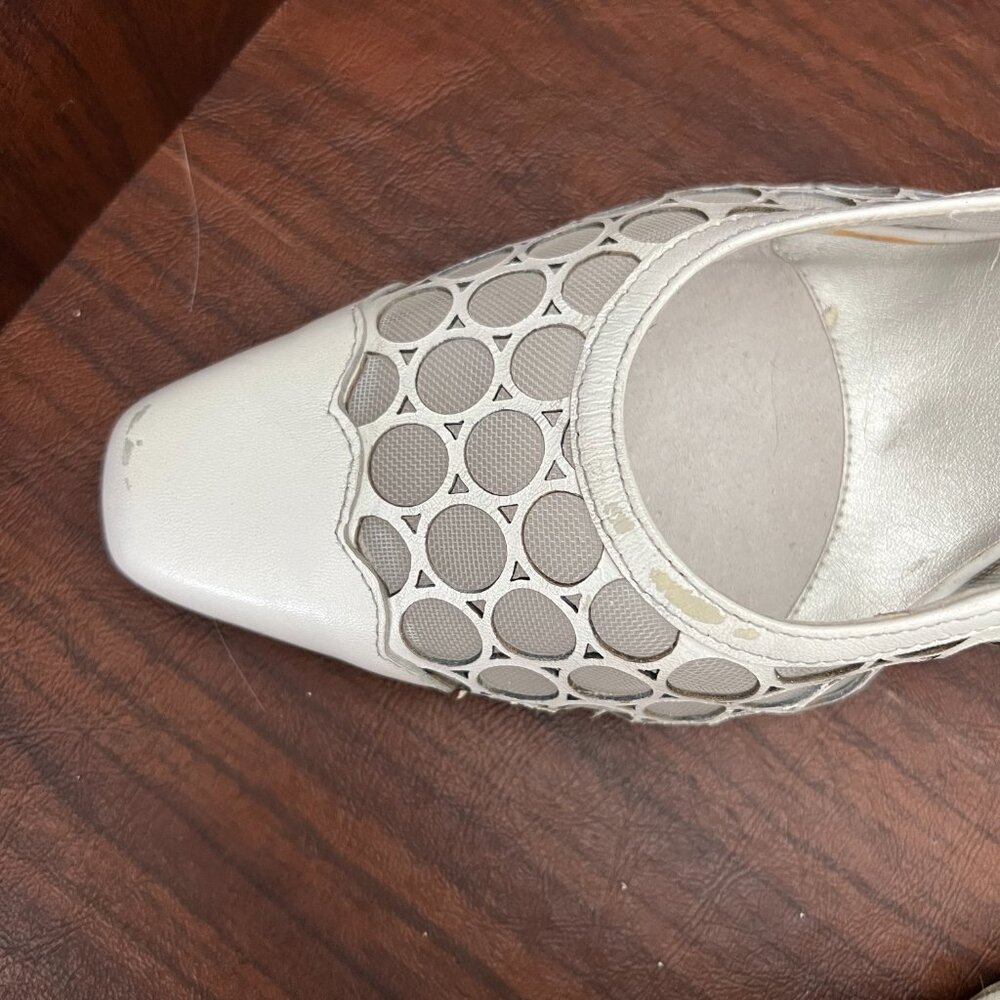 Vaneli mesh leather slingback with ankle buckle dress pumps size 12 - Picture 4 of 8